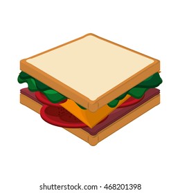 flat design whole sandwich icon vector illustration