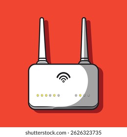 Flat Design WiFi Router Icon Internet Connection Symbol