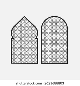 Ilustración musulmana de ventana de diseño plano para póster o redes sociales o panfleto.