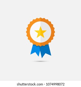Flat design of the winner medal 