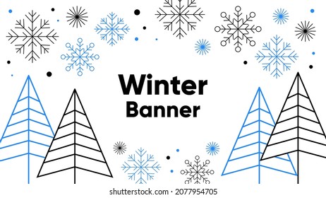 Flat design winter banner template. Editable banner for social media post, website and internet ads