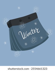 Flat Design Winter Illustration with Wall Calendar	