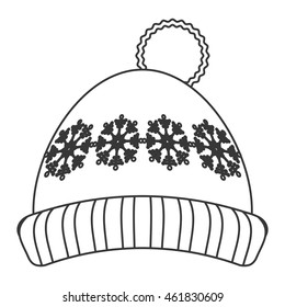 flat design winter knit hat icon vector illustration