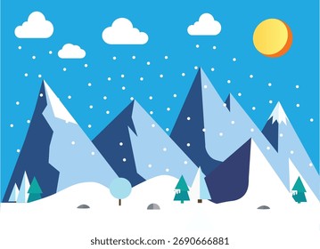 Flat design winter landscape concept