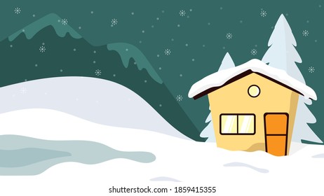 flat design winter landscape vector background illustration image