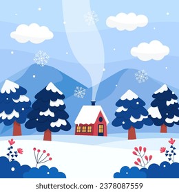 Flat Design Winter Season Celebration for Social Media Post