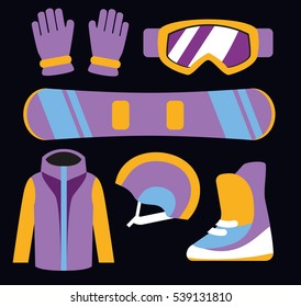 Flat design winter sport concept. Winter sports equipment.