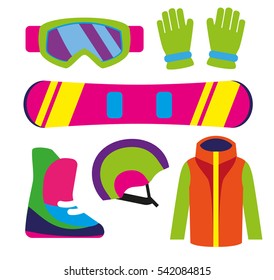 Flat design winter sport concept. Winter sports equipment.