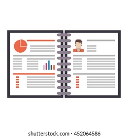 flat design wired notebook with business information icon vector illustration