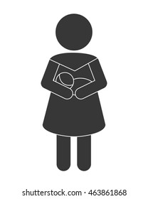 flat design woman carrying baby icon vector illustration