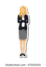 flat design woman character with suit icon vector illustration