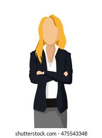 flat design woman character with suit icon vector illustration