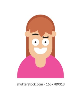 Dibujo vectorial de personaje femenino de diseño plano, personaje de caricatura, aislado en fondo blanco