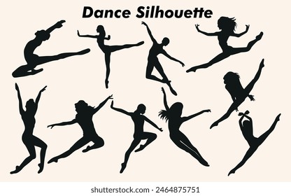 Flat design woman dancer silhouette