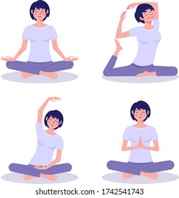 flat design woman doing yoga pose