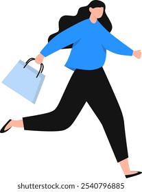 Flat design woman ilustration with bag shopping