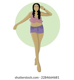 Flat design of woman wearing purple top