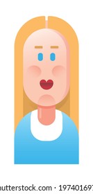 Flat design woman's avatar. Soft color woman portrait. 