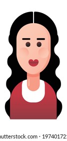 Flat design woman's avatar. Soft color woman portrait. 