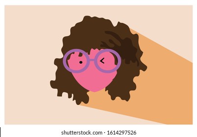 Flat design of a woman's face for an icon