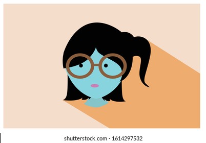 Flat design of a woman's face for an icon
