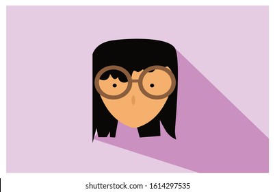 Flat design of a woman's face for an icon