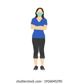 Flat design women wearing mask vector graphics