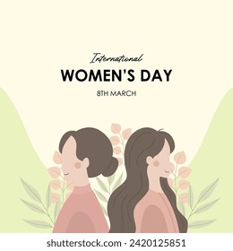 flat design women's day background template for media social