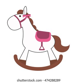 flat design wood rocking horse icon vector illustration