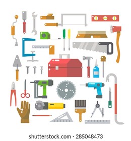 Flat design of wood work items set illustration vector