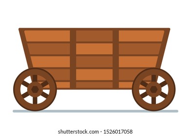 Flat design of wooden cart vector icon logo illustration and design. Classic transportation and farming tools concept  element.  Can be used for web, mobile and print. Suitable for infographic