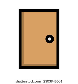 Flat design wooden door icon. Vector.