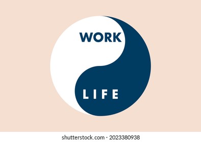 Flat design of work life balance concept in yin yang symbol.