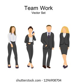 Flat design working people on white background