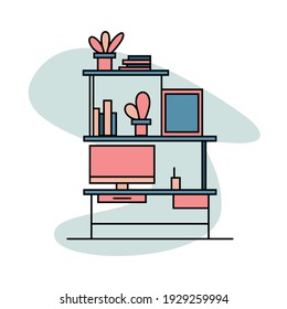 Flat design workspace vector illustration