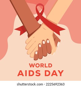 diseño plano mundial ayuda día con manos sostenidas y cinta de arco rojo