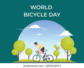 flat design world bicycle day illustration