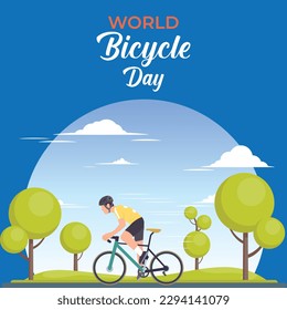 flat design world bicycle day illustration