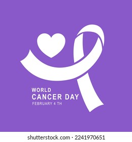 Flat design world cancer day on purple background