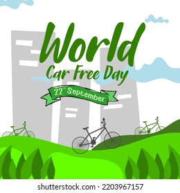 Flat design world car free day background for landing page, poster, banner, brochure, cover, flyer