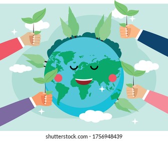 Flat design world environment, earth
