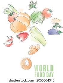 Flat design of world food day illustration vector is suitable for social media, banner , poster , Flyer and related with food