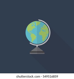Flat Design Of World Globe, Education Icon