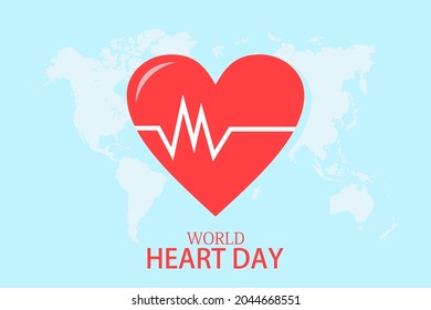 Flat design world heart day concept blue