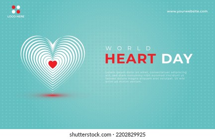 Flat design world heart day social media banner background concept