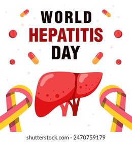 Flache Design Welt Hepatitis Day Illustration mit Schleife Band
