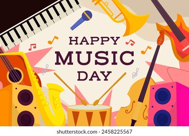 flat design world music day background illustration