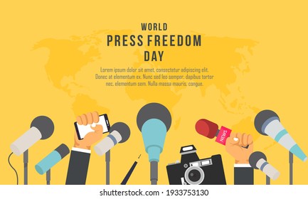 Ilustración del día de la libertad de prensa en el mundo del diseño plano
