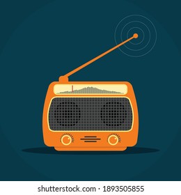 Flat Design World Radio Day Vintage