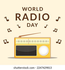 flat design world radio day illustration